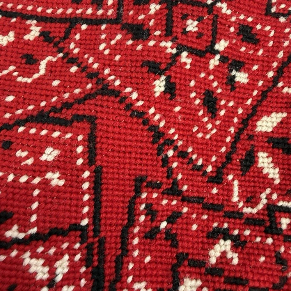 Vintage Needlepoint Christmas Stocking Wool Red Bandana Denim Large‎ Set Of 2